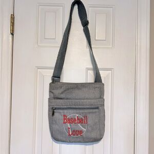 Thirty-One Crossbody Gray Organizing Shoulder Mom Bag Purse | Baseball Love